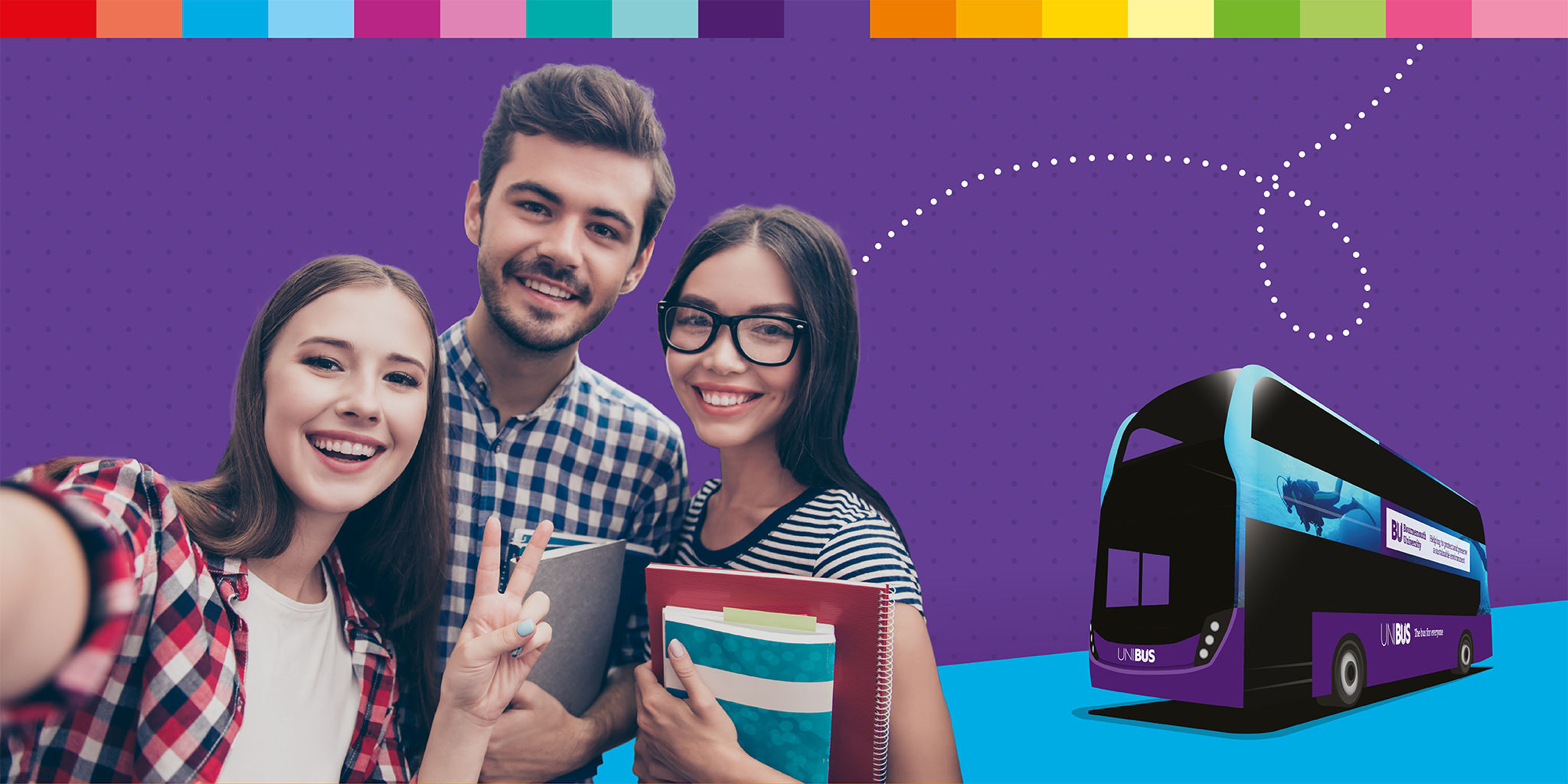 students with a bus