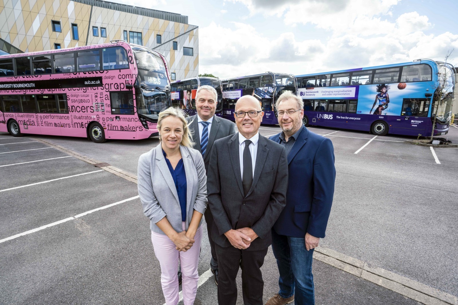 Lois Betts, Sustainability Manager at Bournemouth University; Jim Andrews, Chief Operating Officer at Bournemouth University; Andrew Wickham, Morebus Managing Director Manager and Stephen Harvey, Executive Director of Operations & Planning at Arts University Bournemouth.  