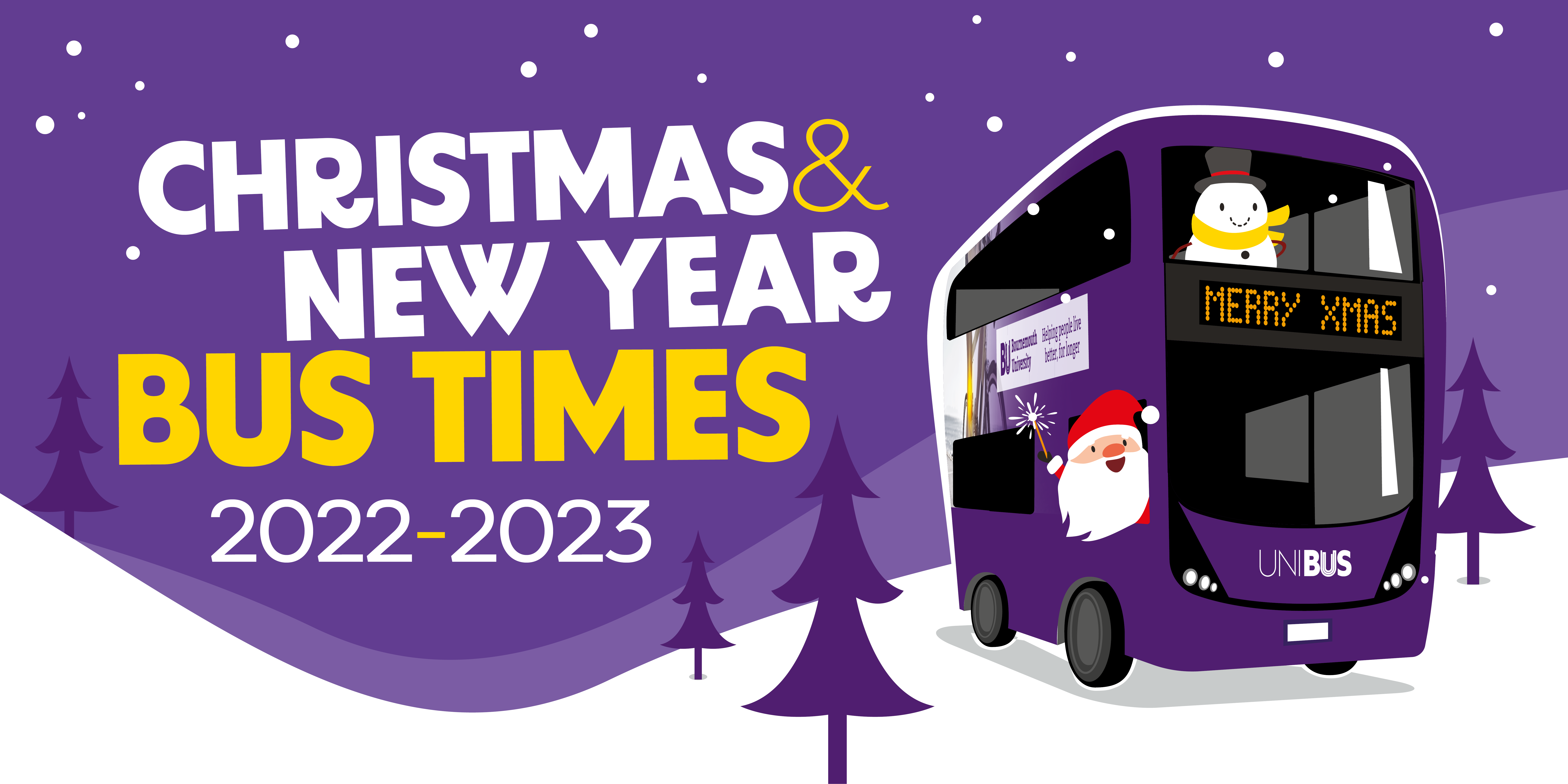 Unibus Christmas & New Year bus times 2022/23